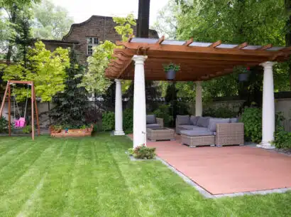 Beauty garden with modern gazebo