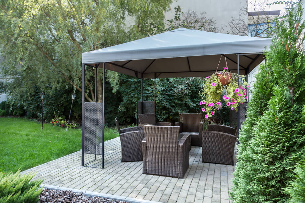 Garden gazebo that needs regular seasonal maintenance to stay in good condition