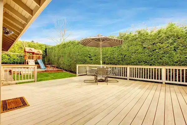 Home deck receiving inspection and repair as part of routine maintenance service