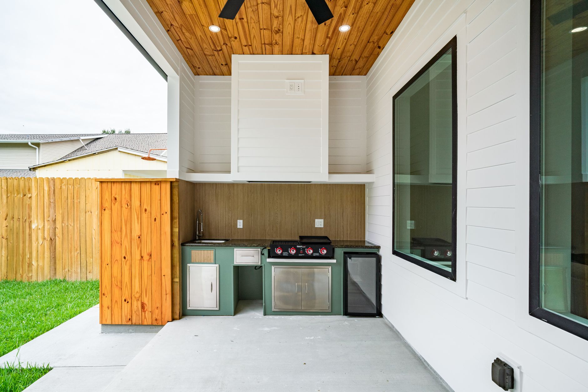 Retractable awning over a patio at a New Orleans home
