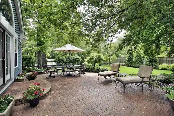 Suburban-style patio designed for entertaining and extra living space